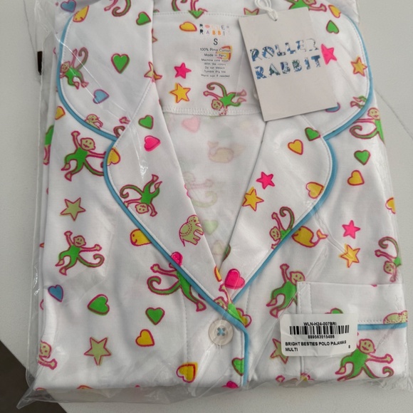Roller Rabbit Bright Besties Pajama 2 Piece Polo Short Sleeve Shorts Set NWT - Picture 1 of 3